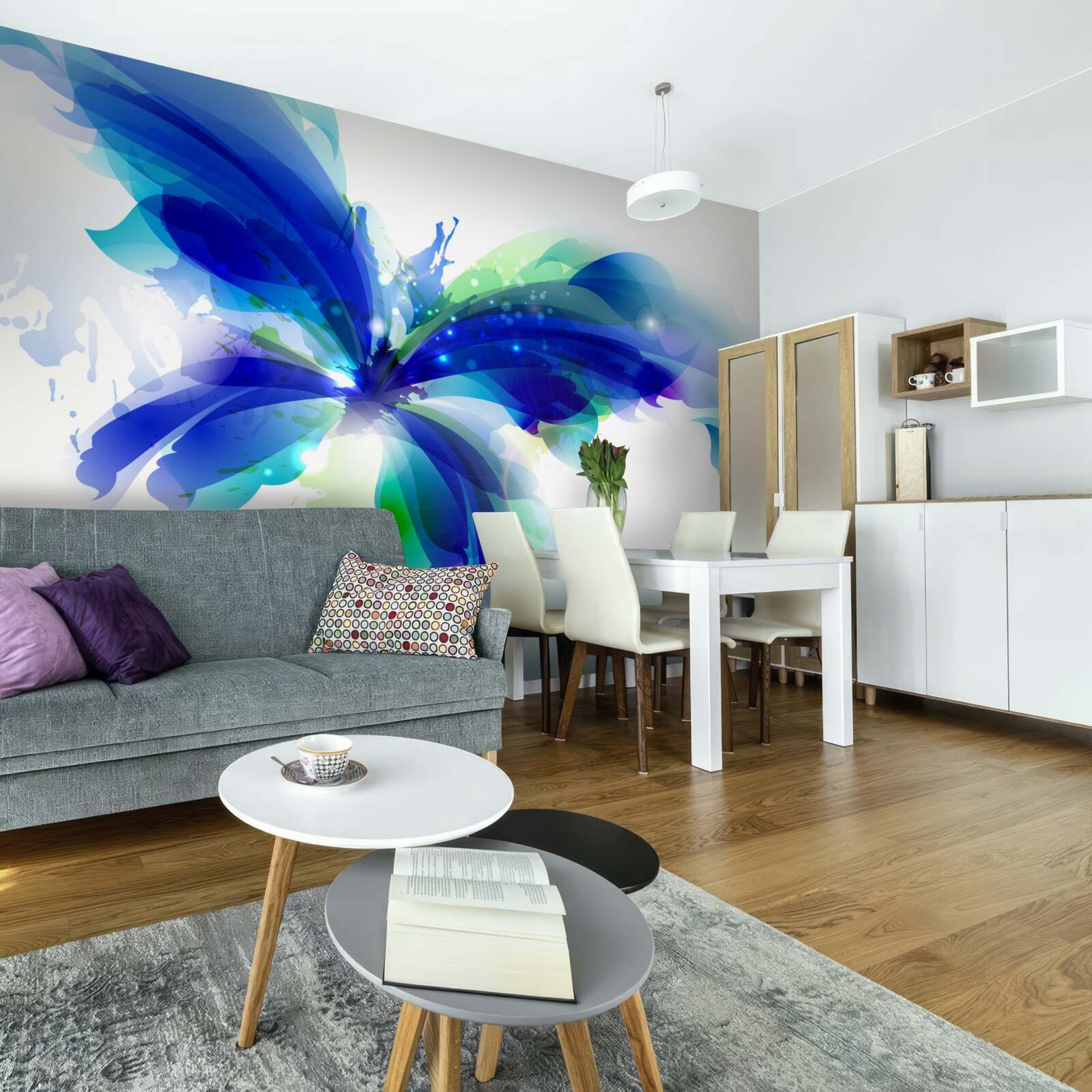 Fotobehang vlinder in lichtblauw