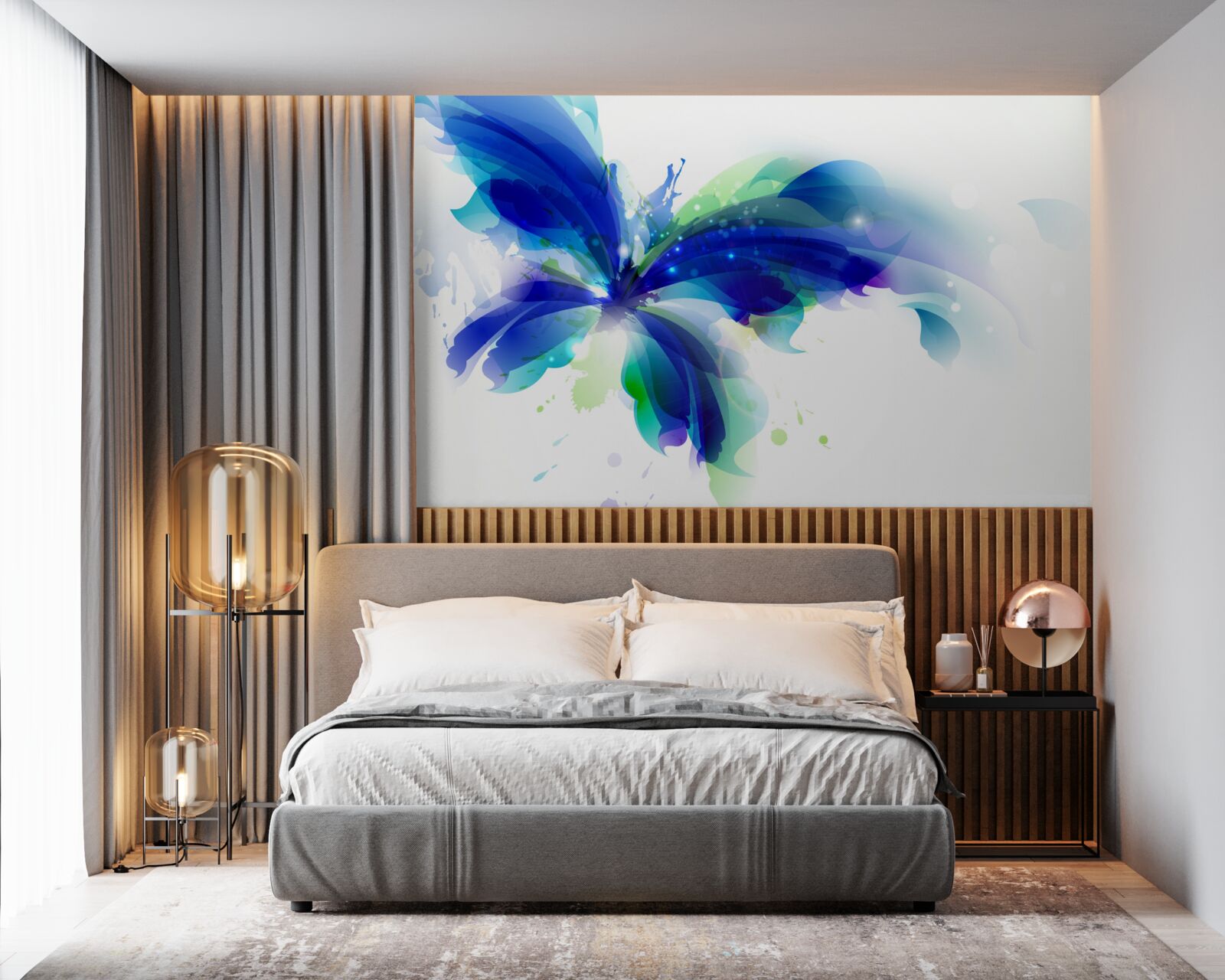 Fotobehang vlinder in lichtblauw