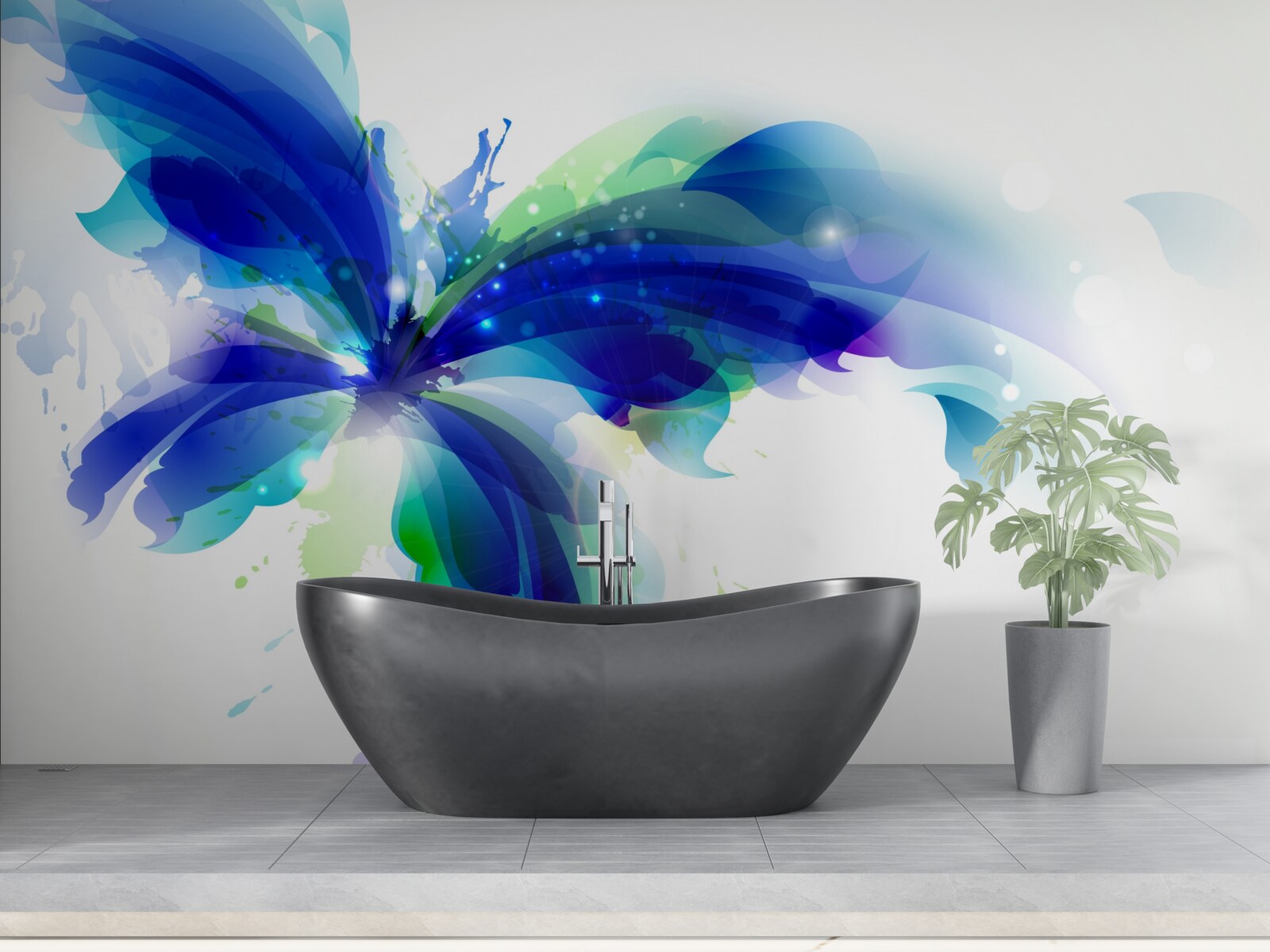 Fotobehang vlinder in lichtblauw