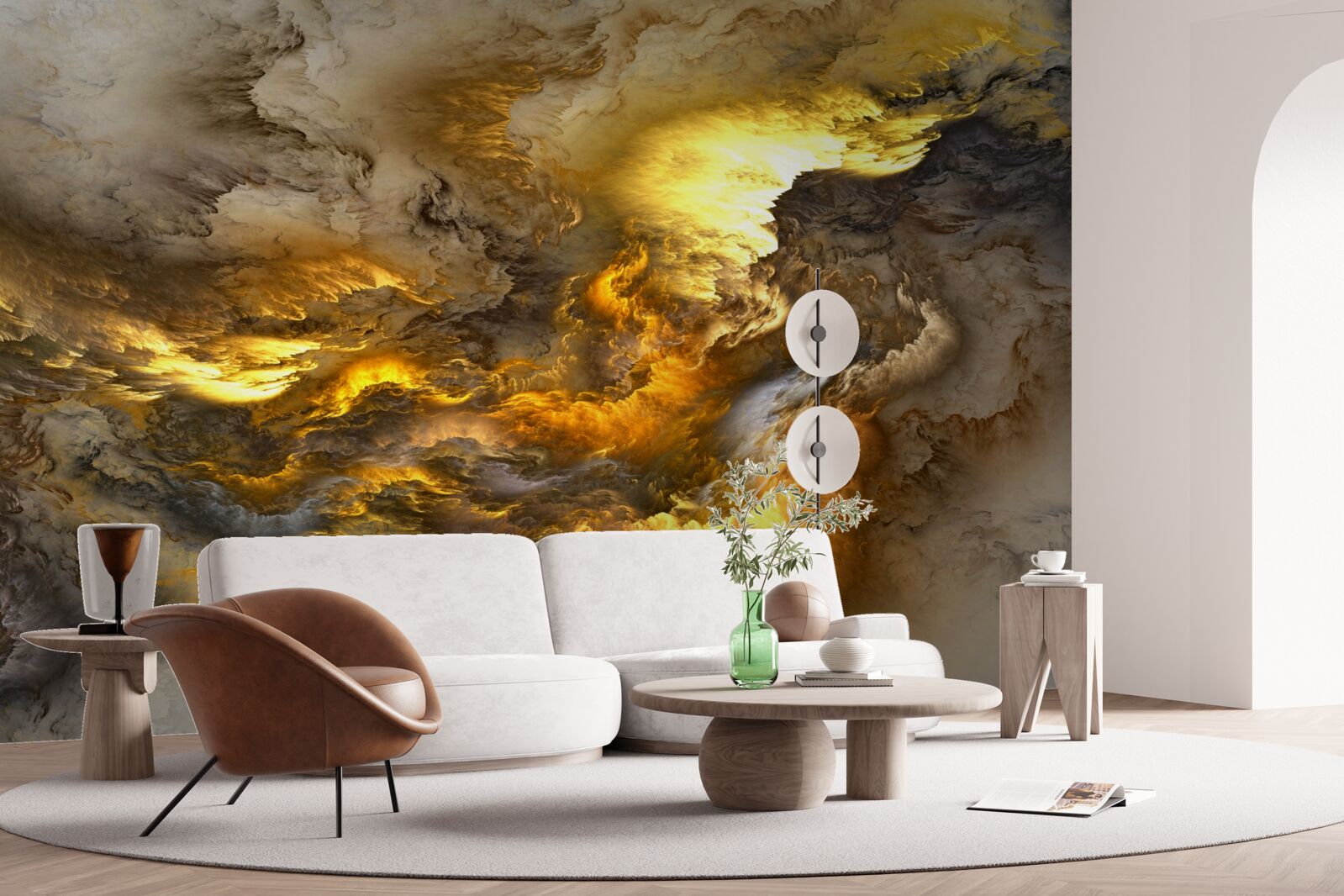 Fotobehang beige marmer met gouddeling