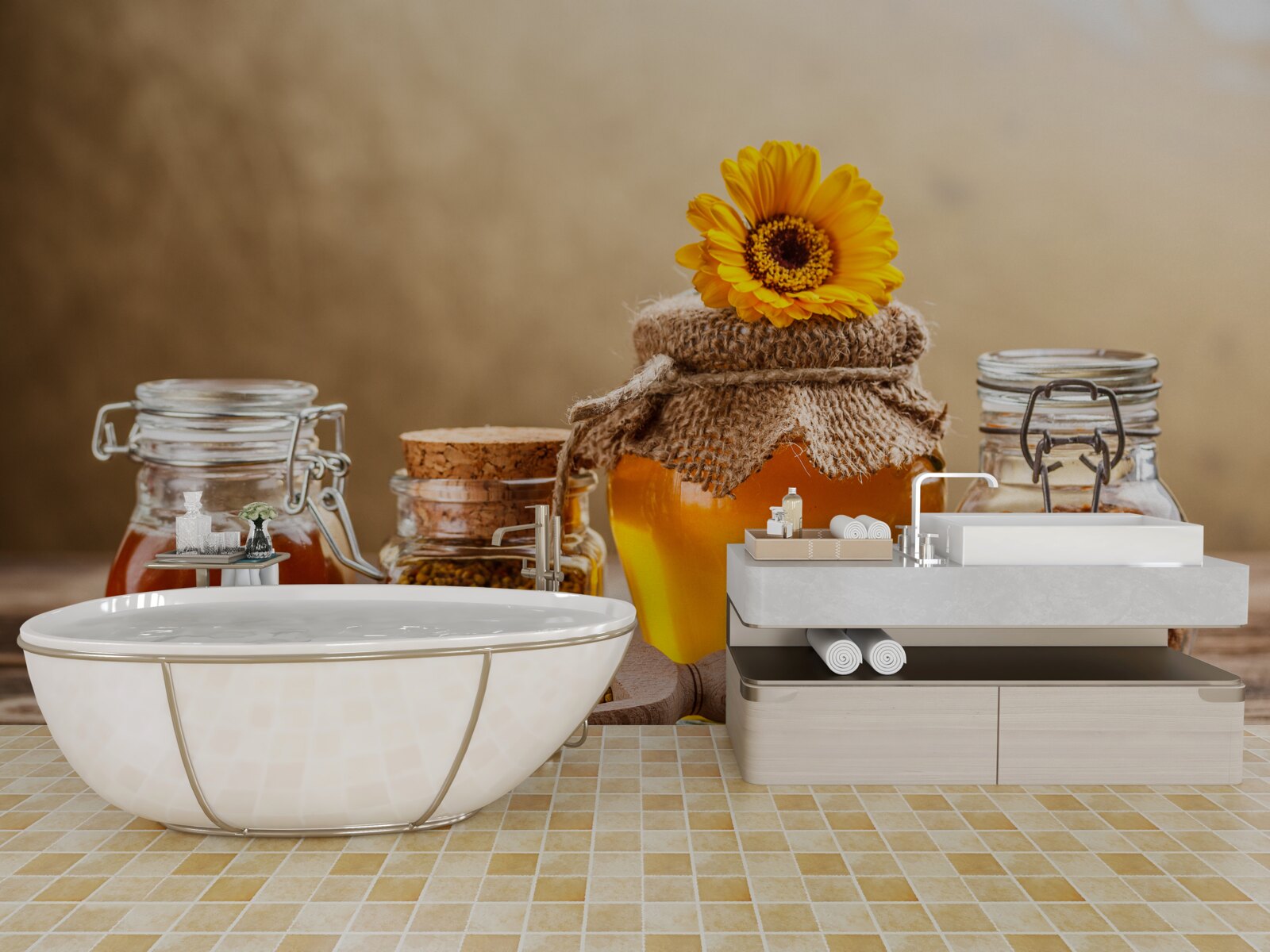 Fotobehang heerlijke bijenproducten