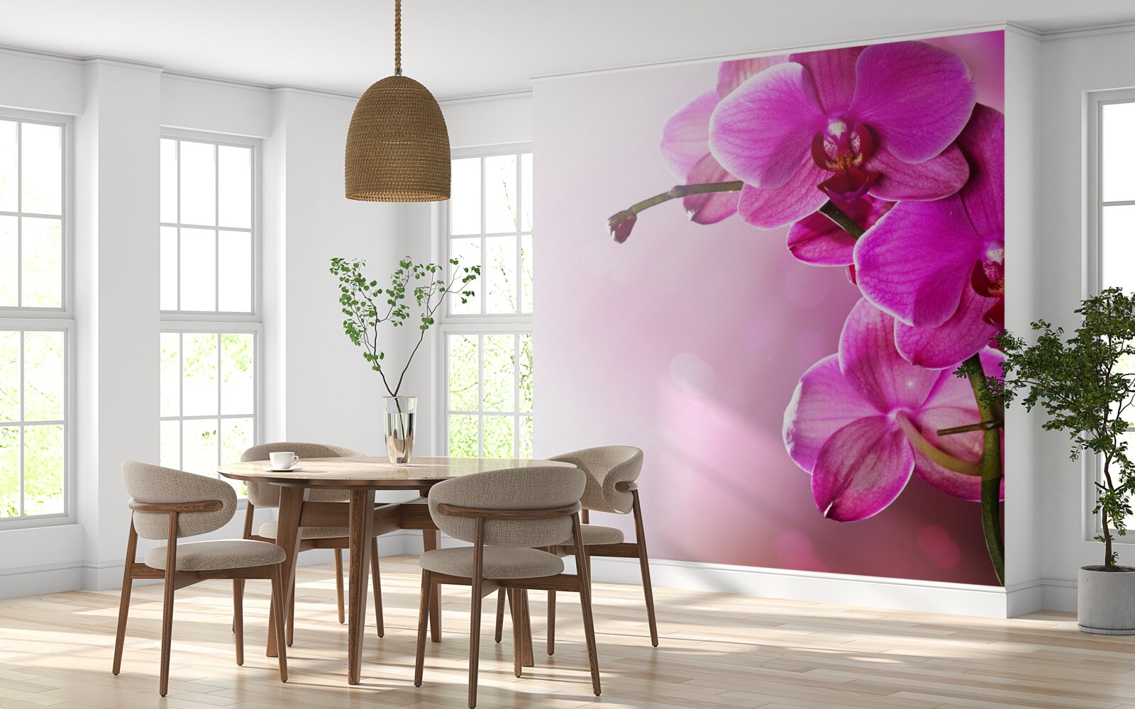 Fotobehang orchideeën en seringknop