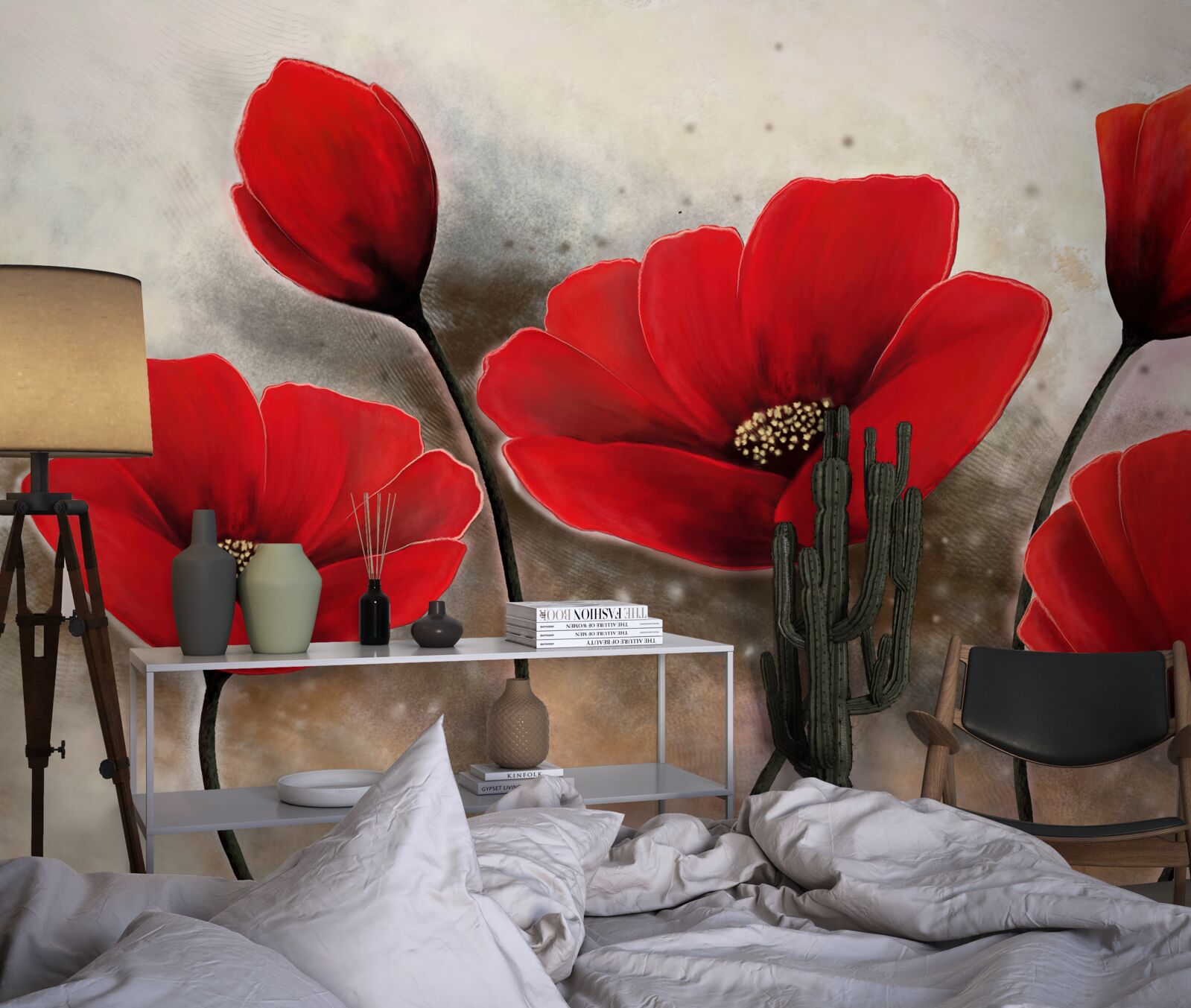 Fotobehang na de regen, scharlaken klaprozen