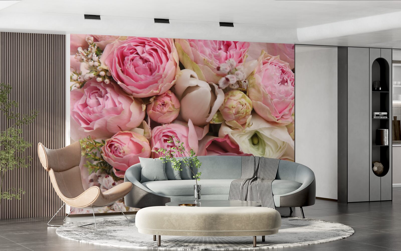 Fotobehang een delicaat boeket bloemen met een romantisch tintje