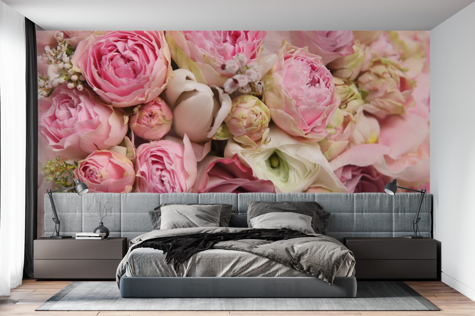 Fotobehang een delicaat boeket bloemen met een romantisch tintje