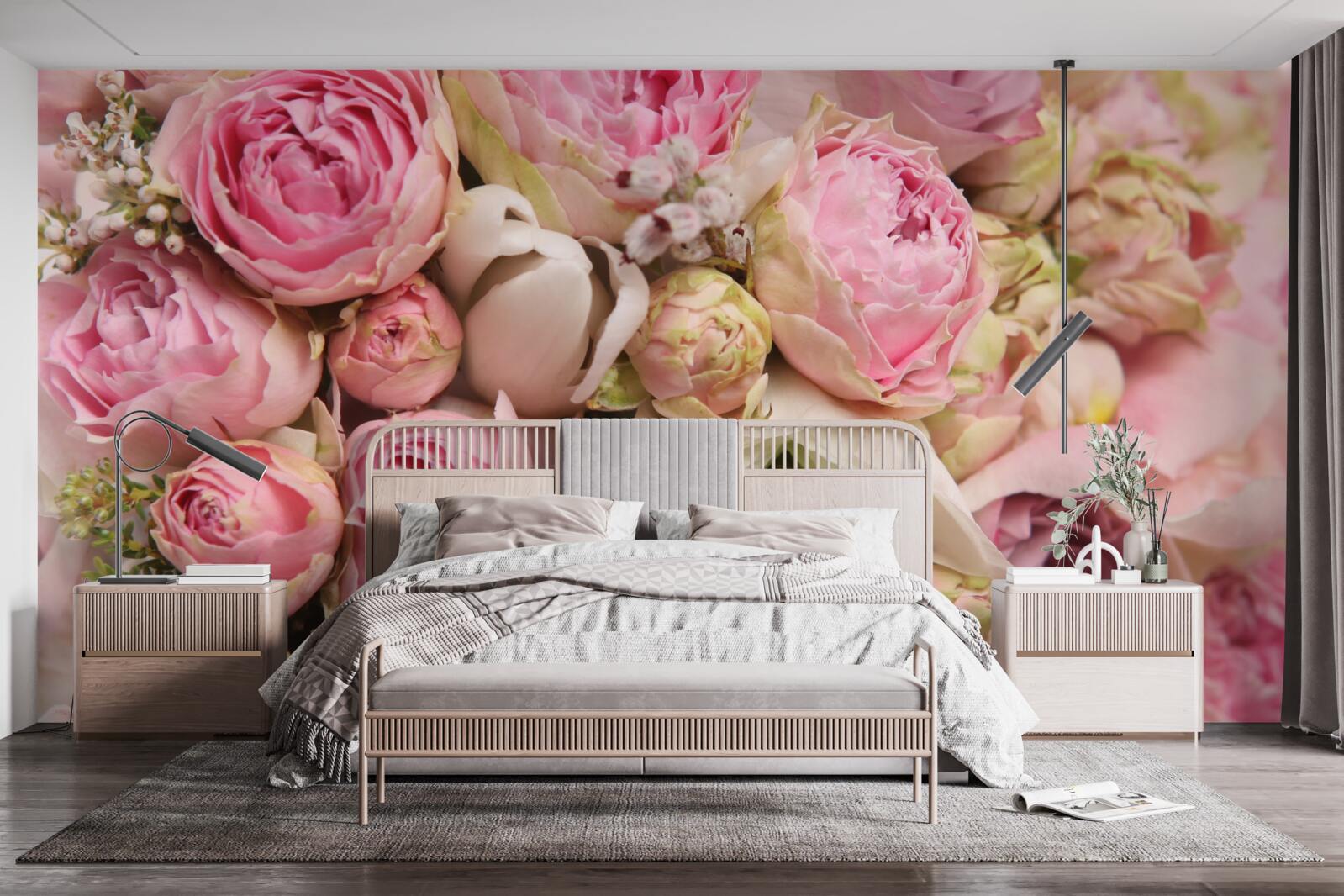 Fotobehang een delicaat boeket bloemen met een romantisch tintje