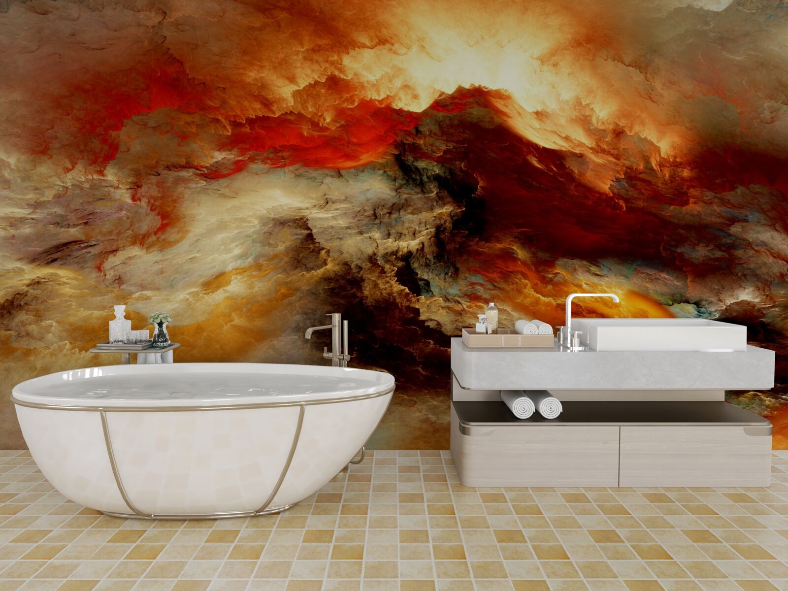 Fotobehang een wervelwind in de rotsachtige wildernis