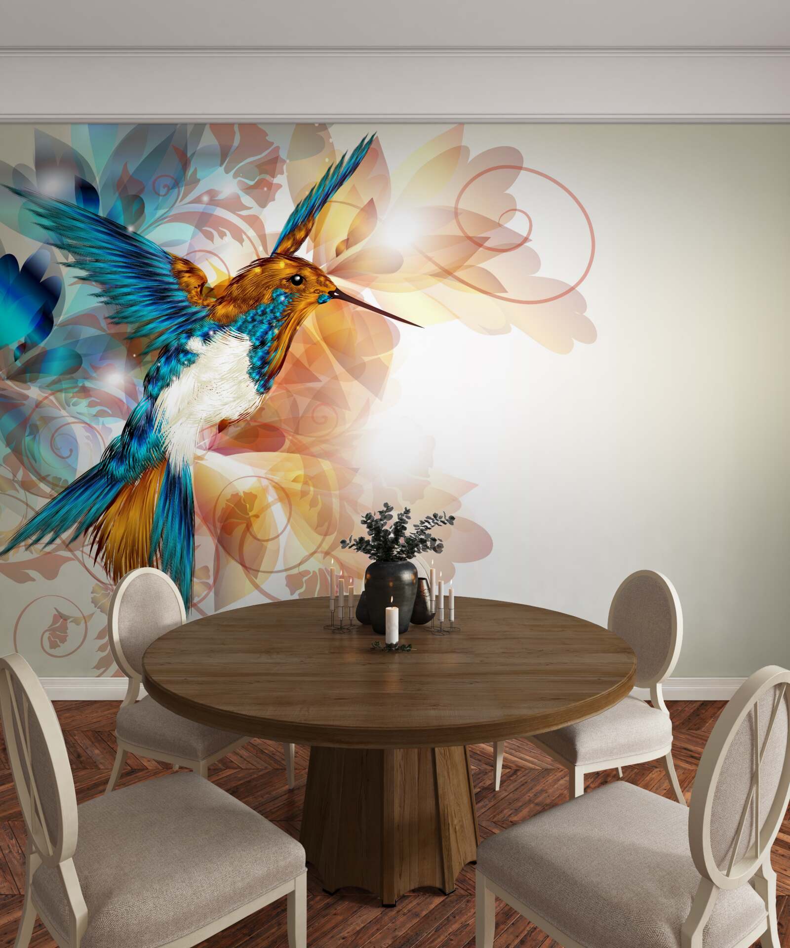 Fotobehang immateriële blauwe kolibrie