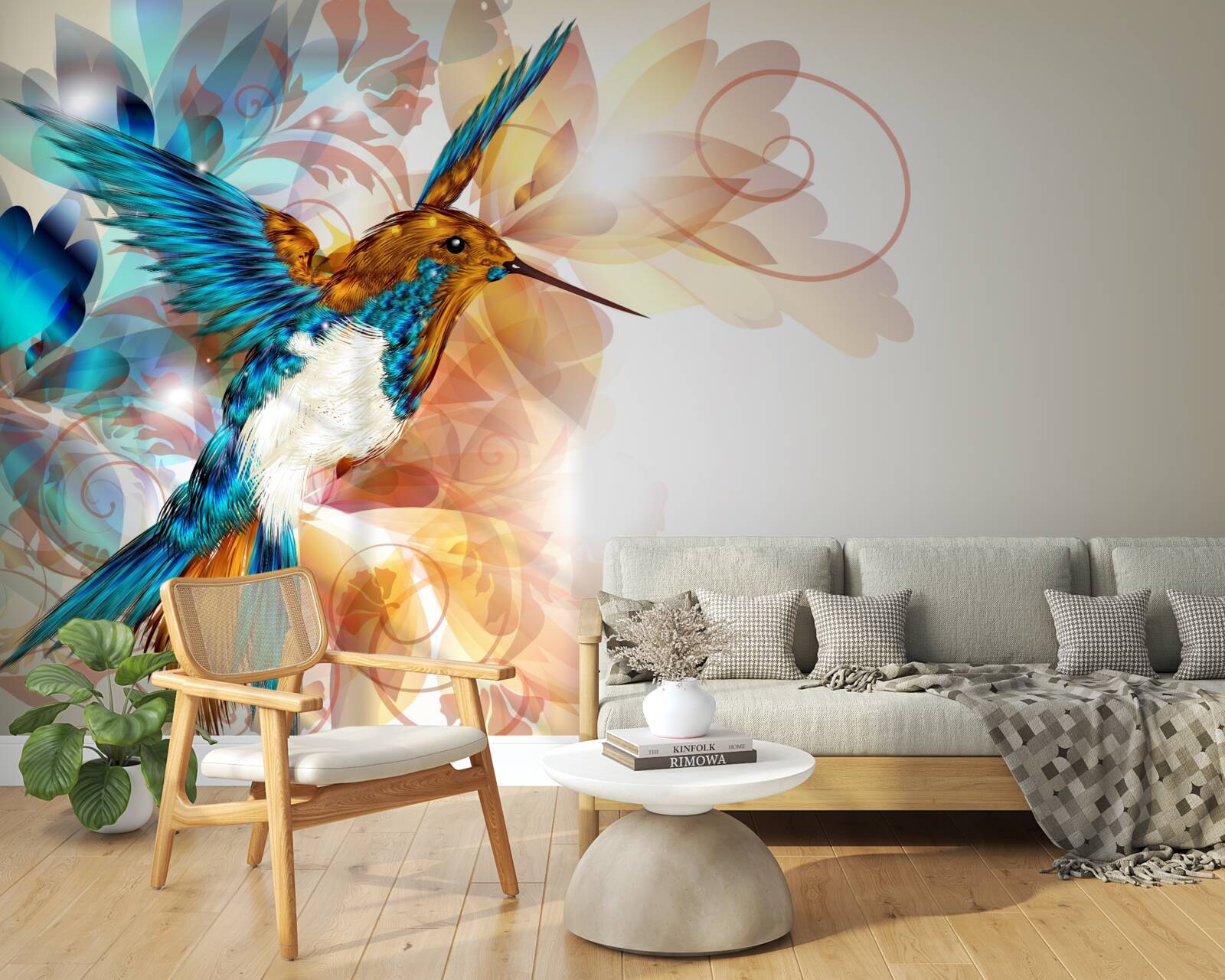 Fotobehang immateriële blauwe kolibrie