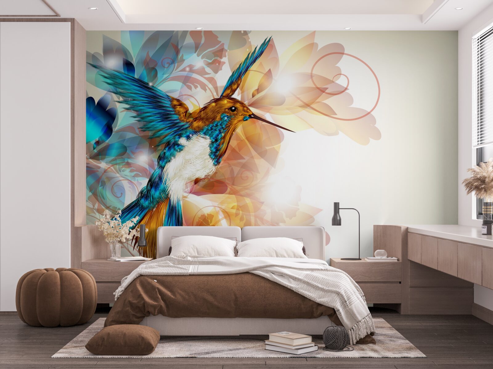 Fotobehang immateriële blauwe kolibrie