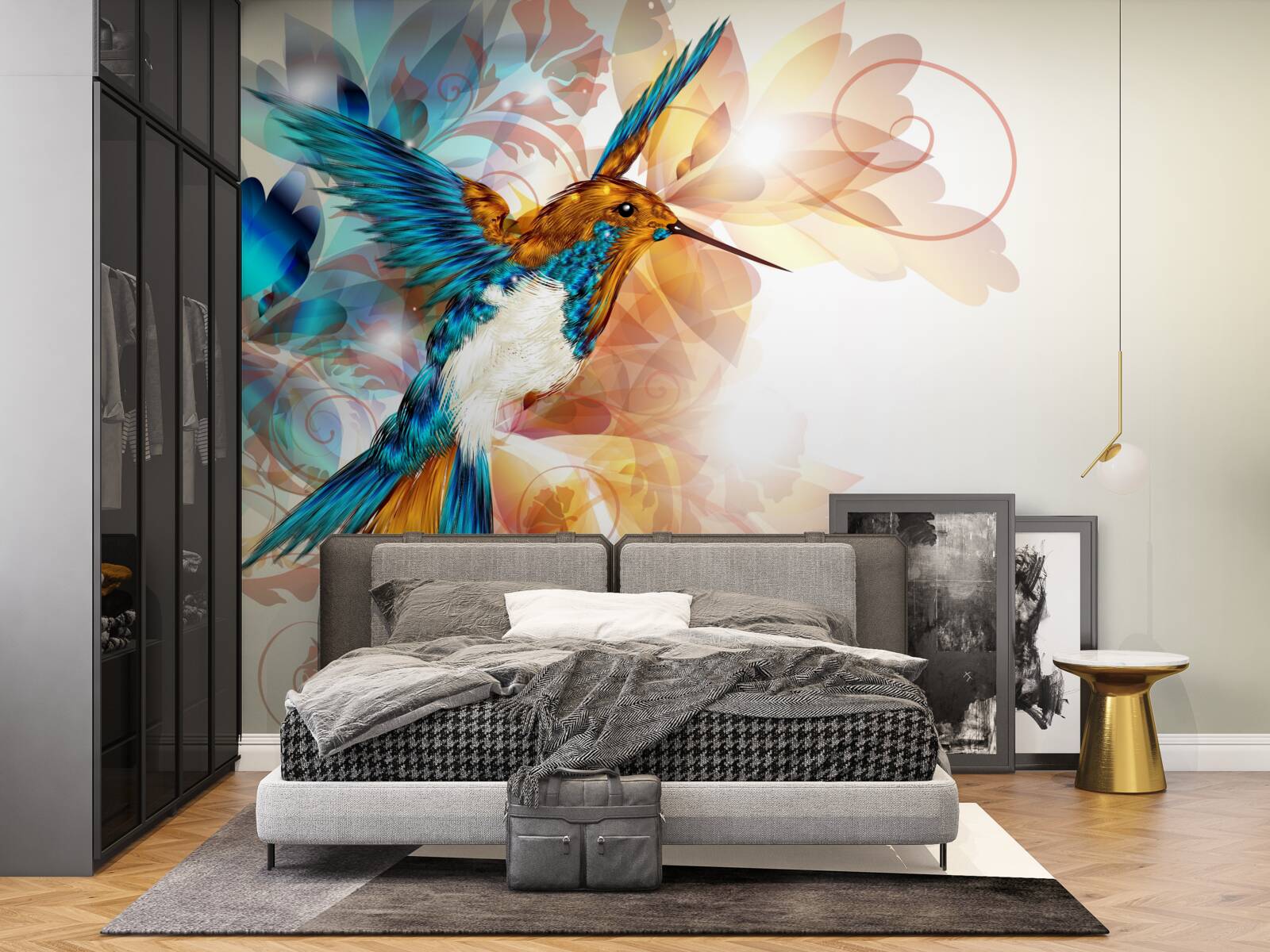 Fotobehang immateriële blauwe kolibrie