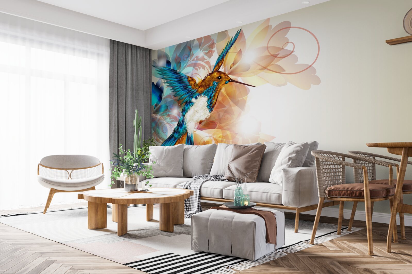 Fotobehang immateriële blauwe kolibrie