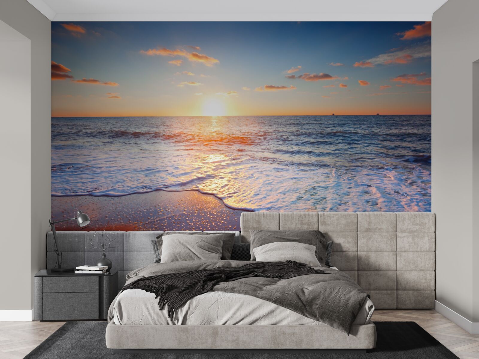 Fotobehang zonsondergang verdwijnt in de golven