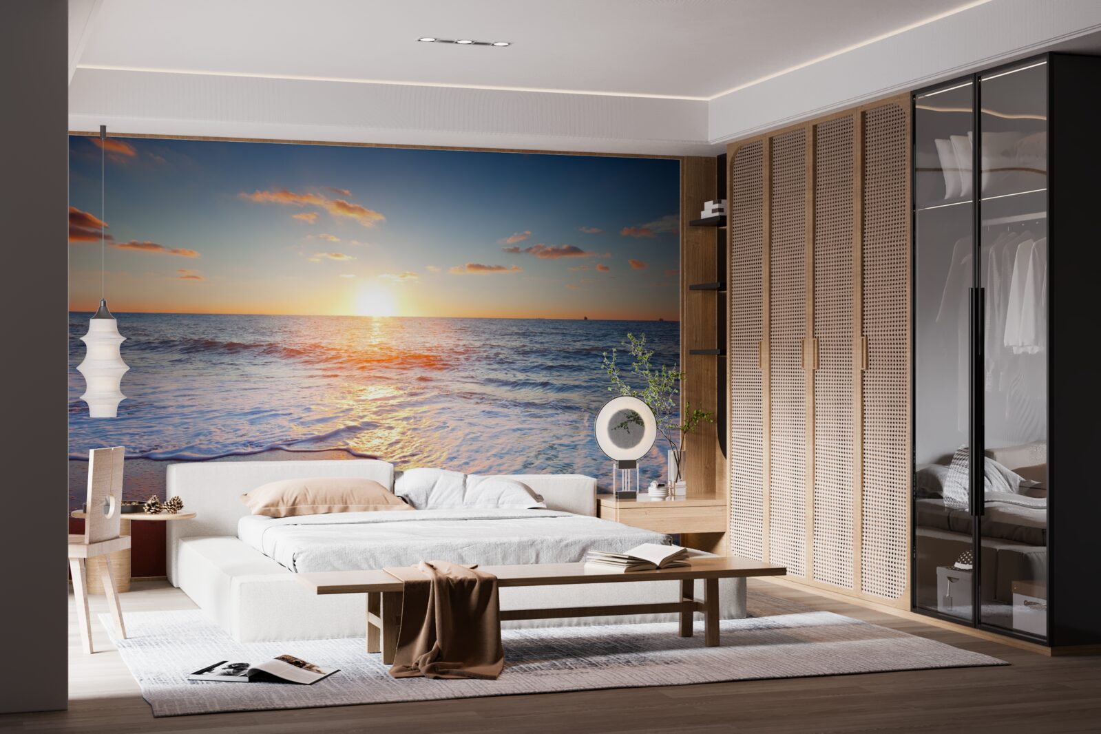 Fotobehang zonsondergang verdwijnt in de golven