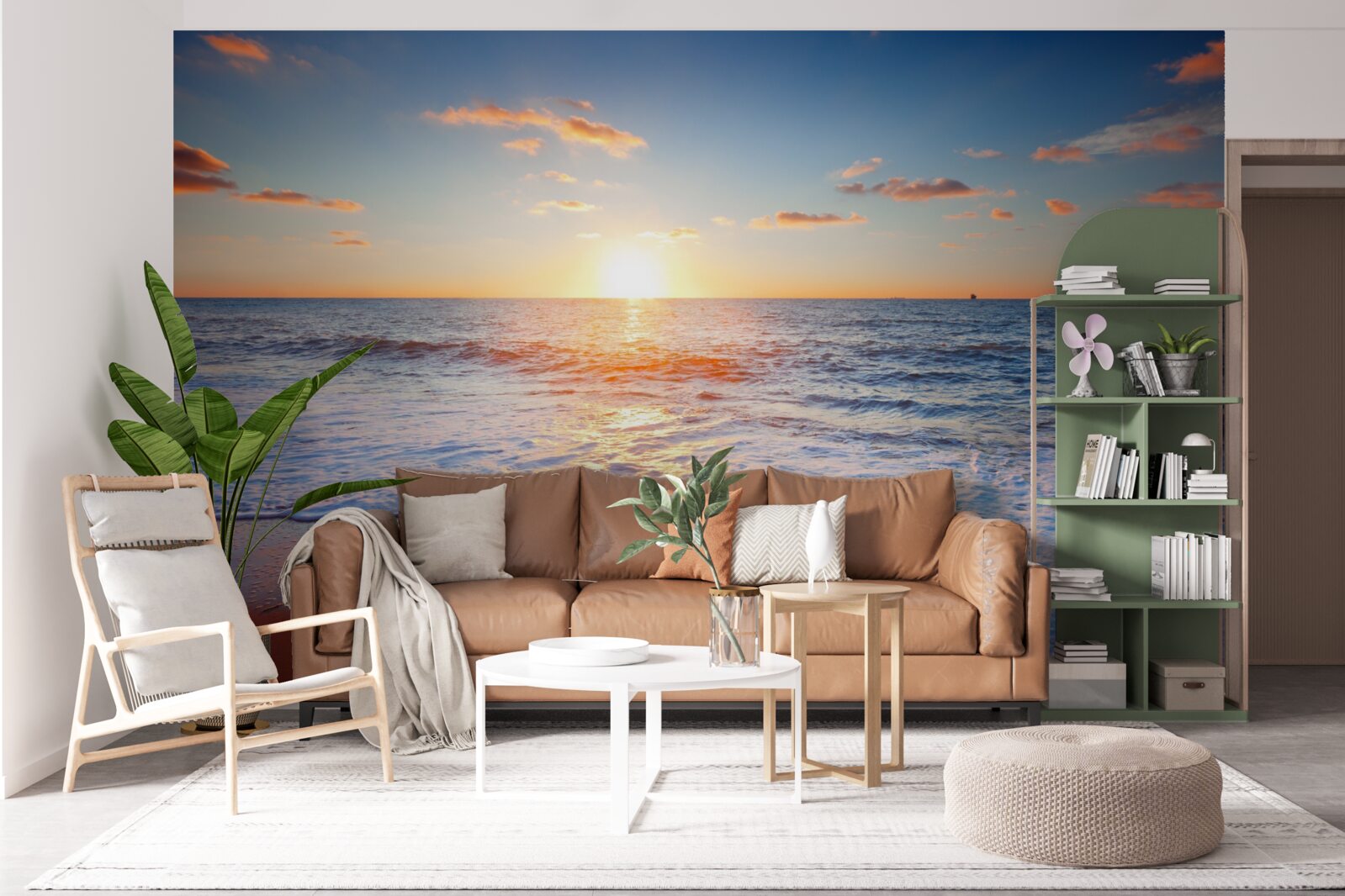 Fotobehang zonsondergang verdwijnt in de golven