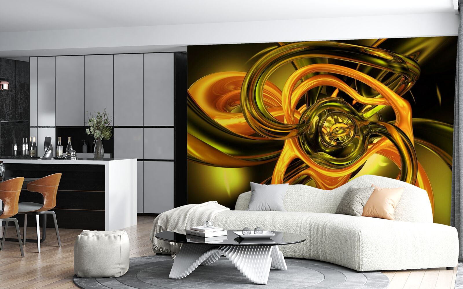 Fotobehang gesloten lijnen met vloeiende contouren