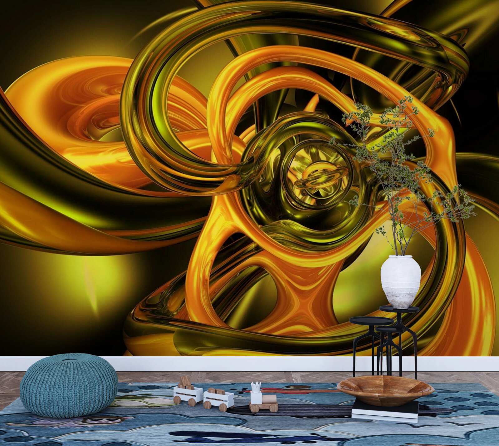 Fotobehang gesloten lijnen met vloeiende contouren