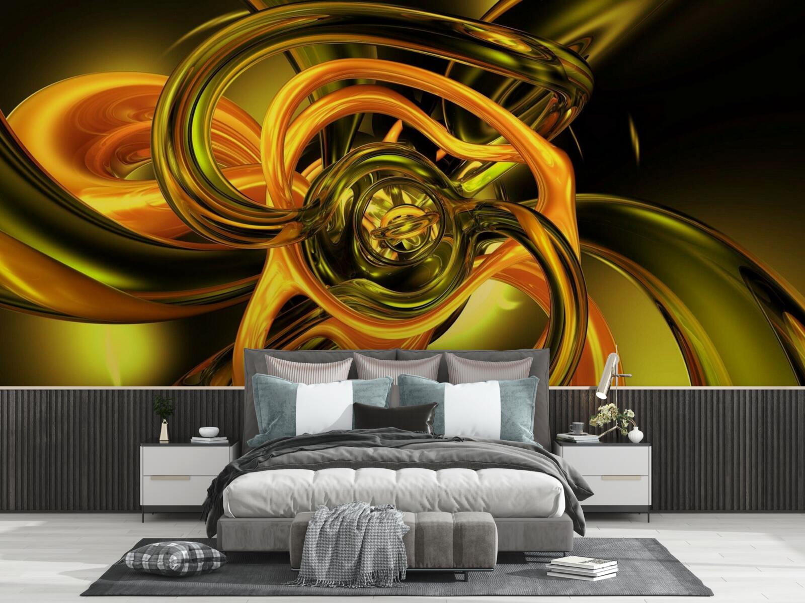 Fotobehang gesloten lijnen met vloeiende contouren