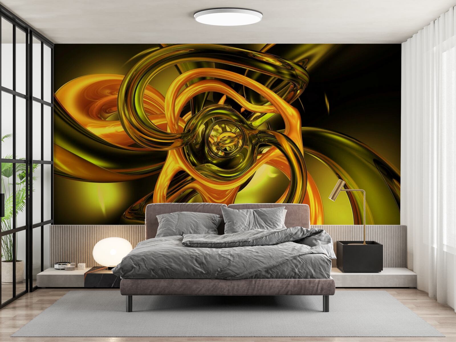 Fotobehang gesloten lijnen met vloeiende contouren