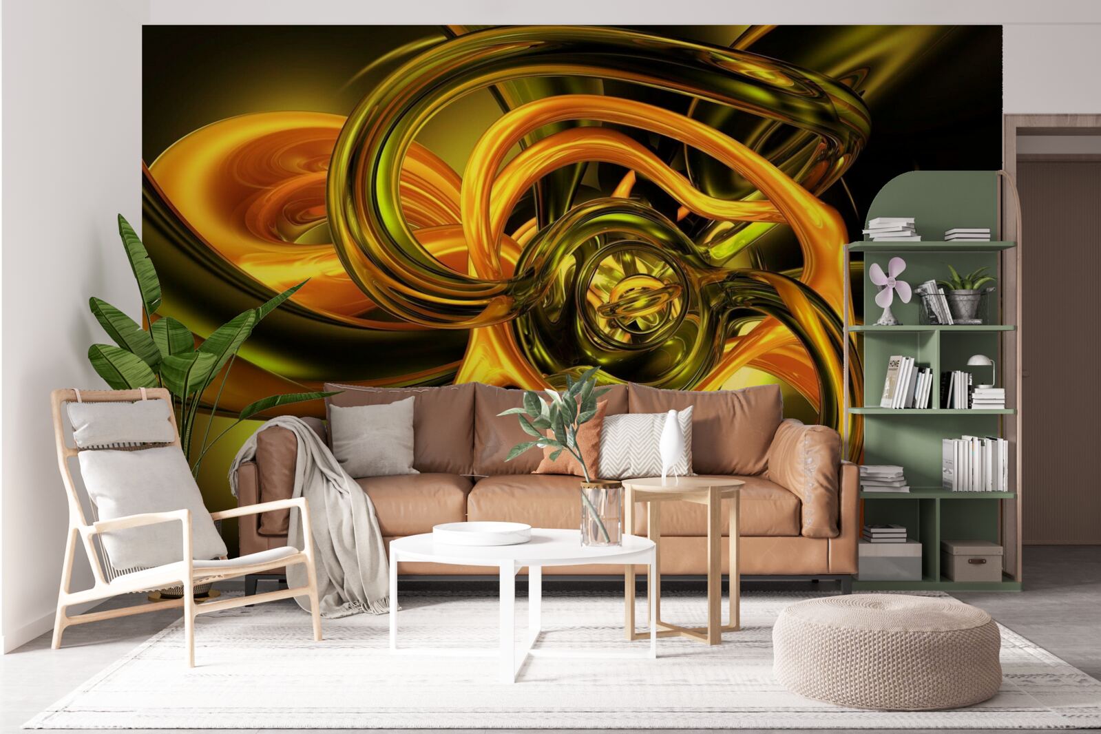 Fotobehang gesloten lijnen met vloeiende contouren