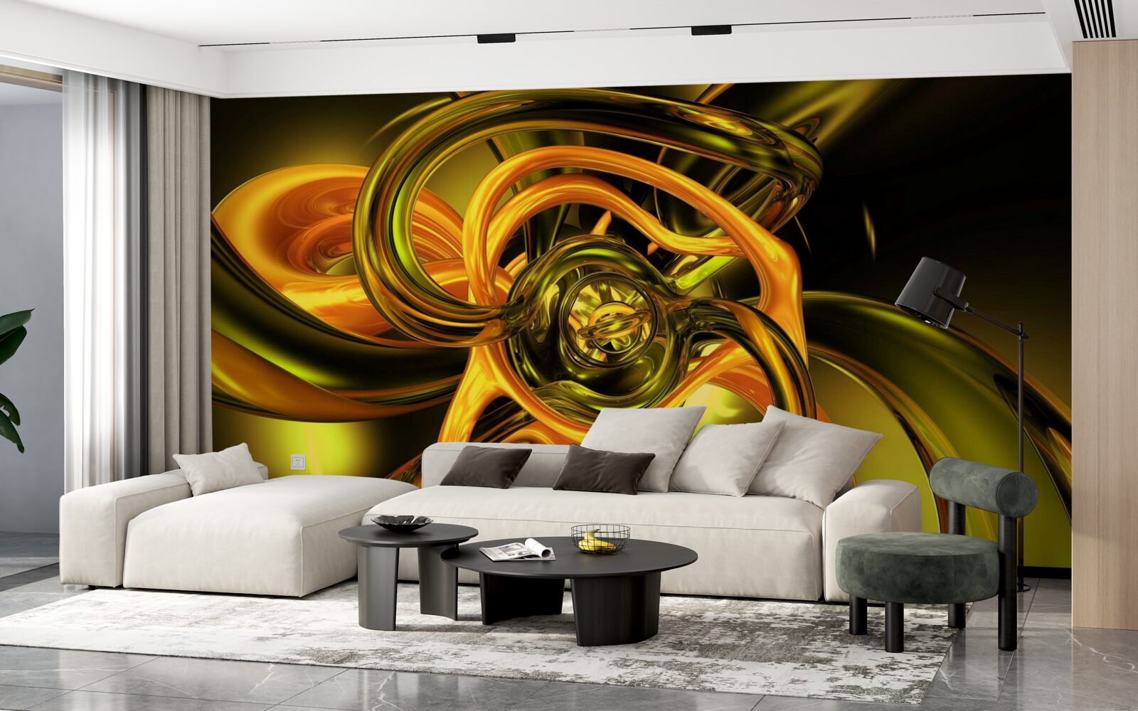 Fotobehang gesloten lijnen met vloeiende contouren