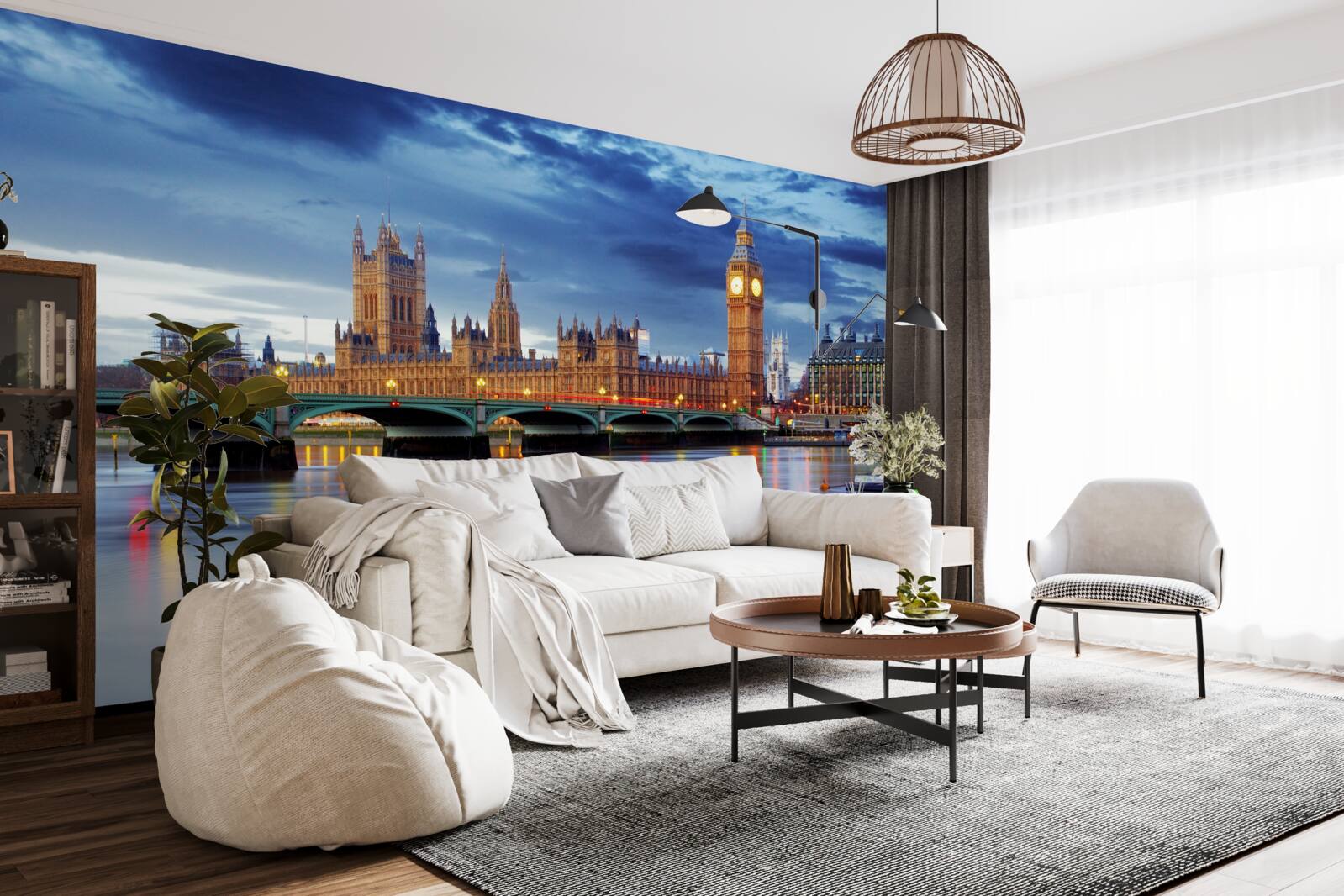 Fotobehang weerspiegeling van het Britse parlement in het water van de rivier