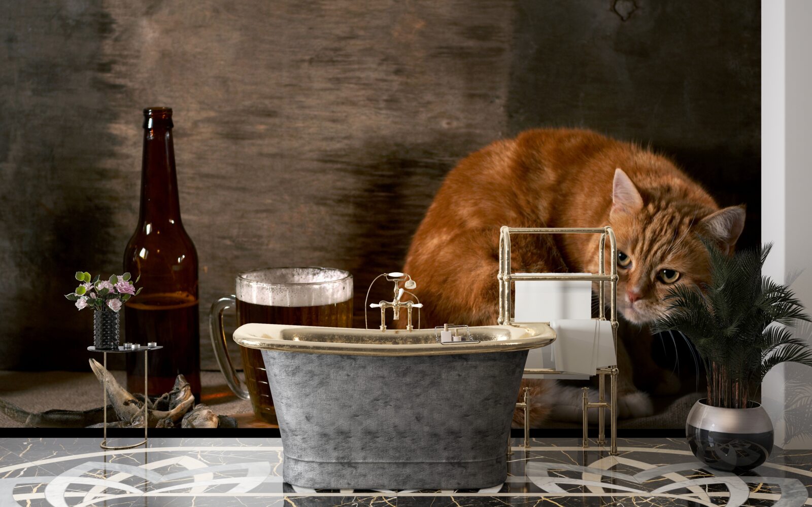 Fotobehang aas voor huisdieren en zeedieren met rode vacht