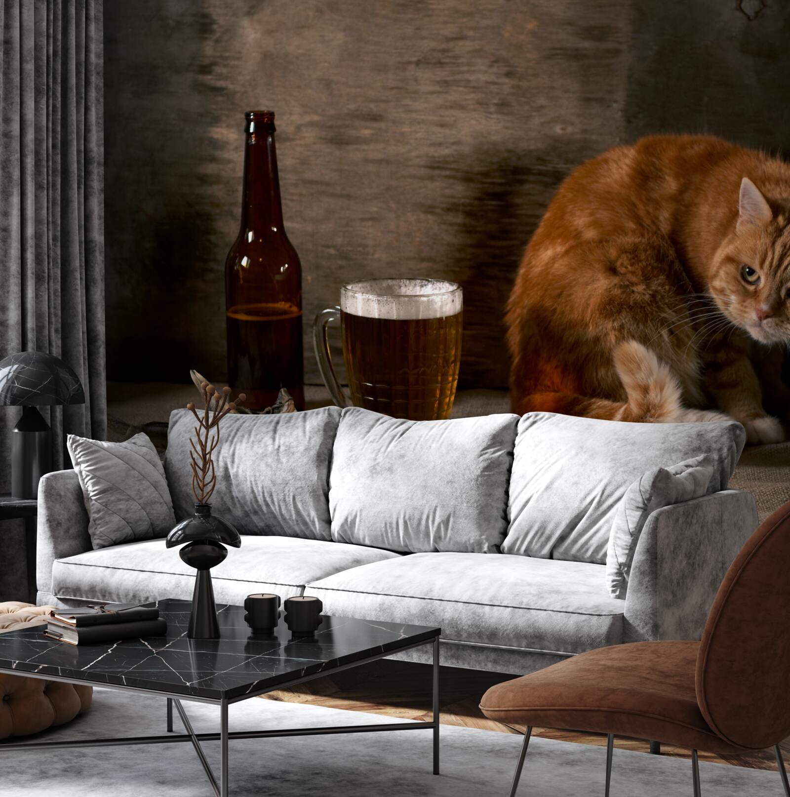 Fotobehang aas voor huisdieren en zeedieren met rode vacht