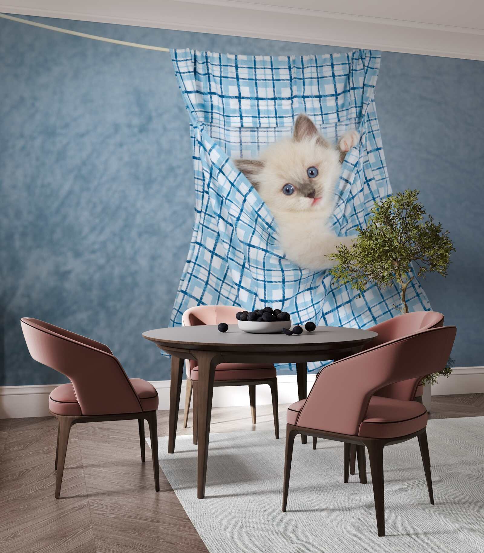 Fotobehang tas bleek een val voor een Siamese kat te zijn