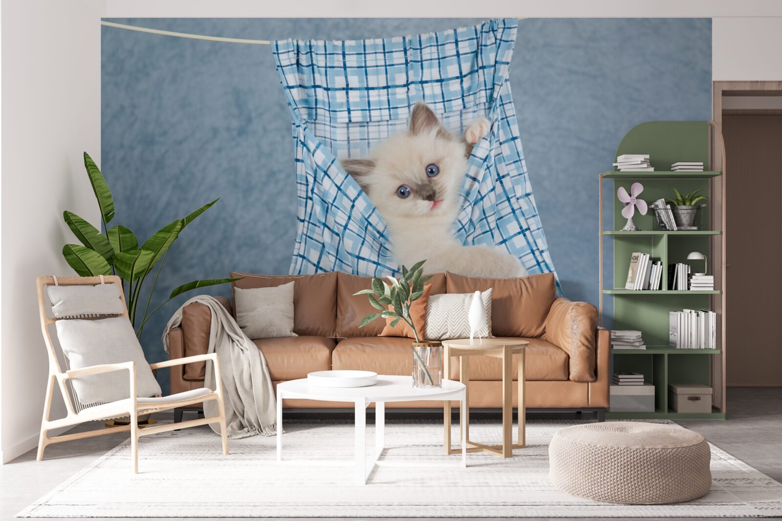 Fotobehang tas bleek een val voor een Siamese kat te zijn