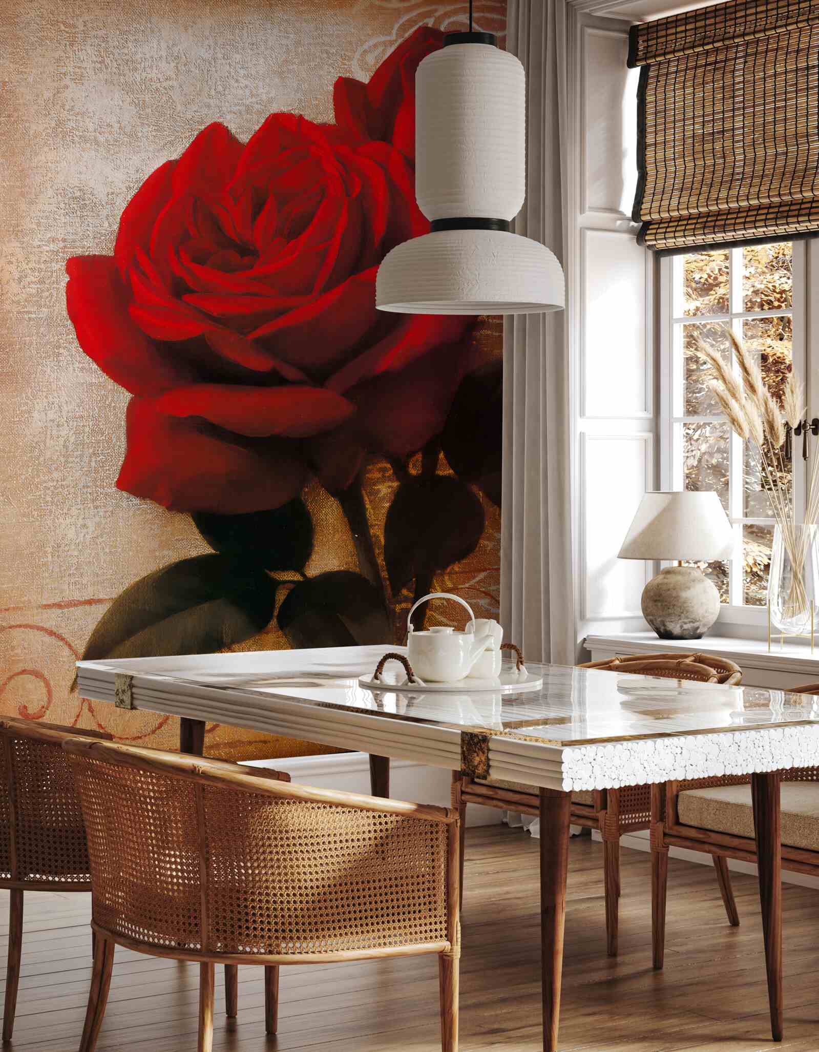 Fotobehang de koningin van de rozen in het rood