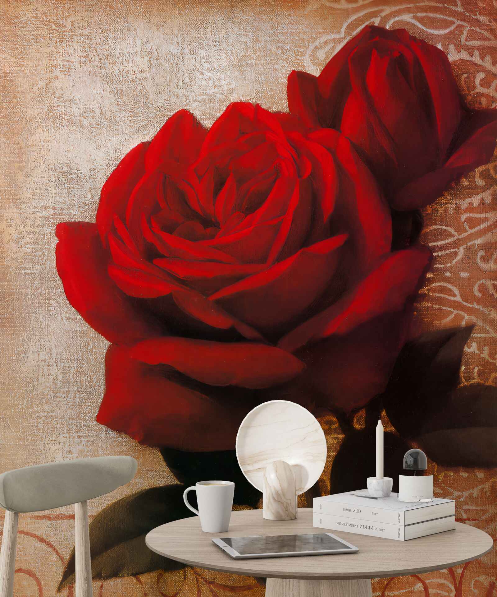 Fotobehang de koningin van de rozen in het rood