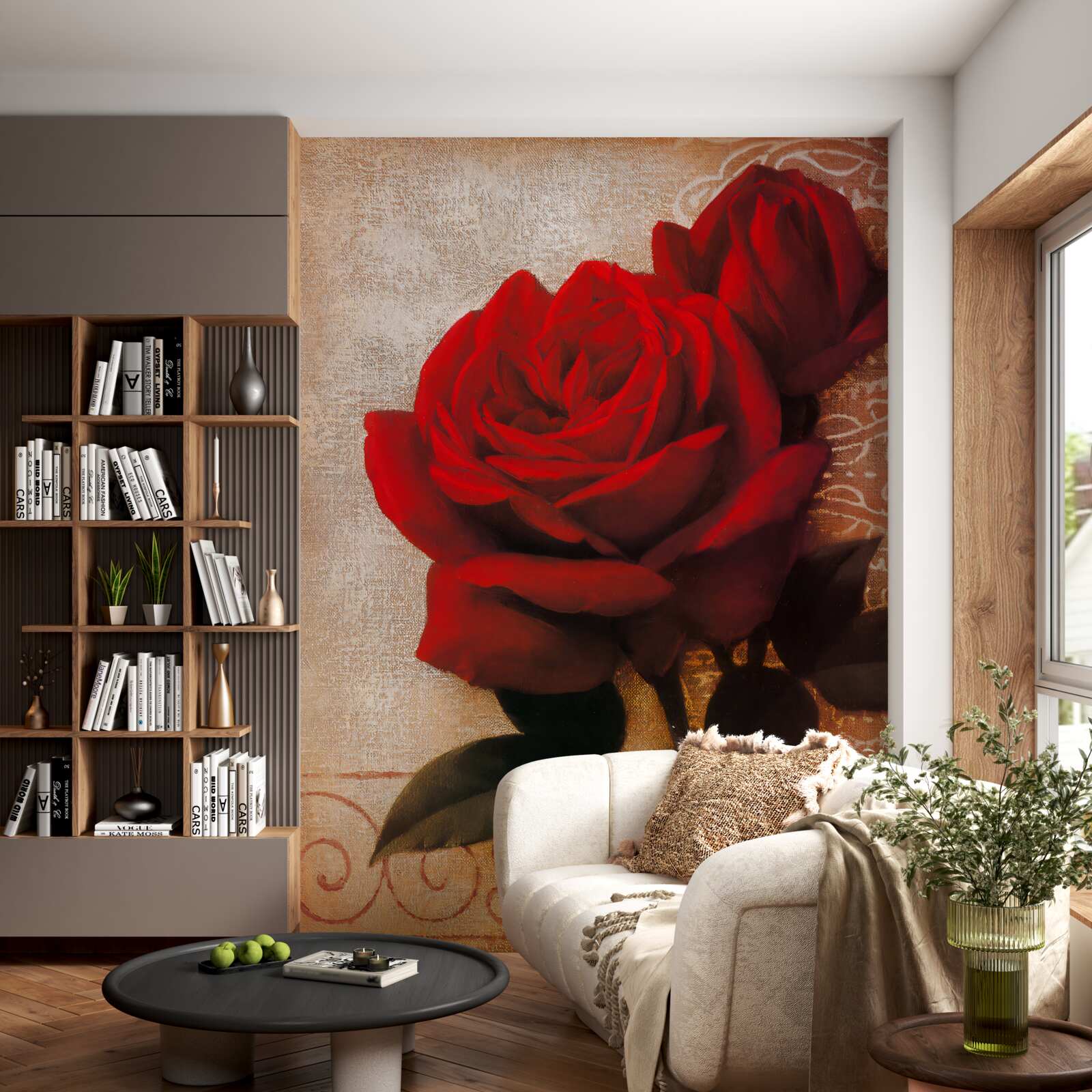 Fotobehang de koningin van de rozen in het rood