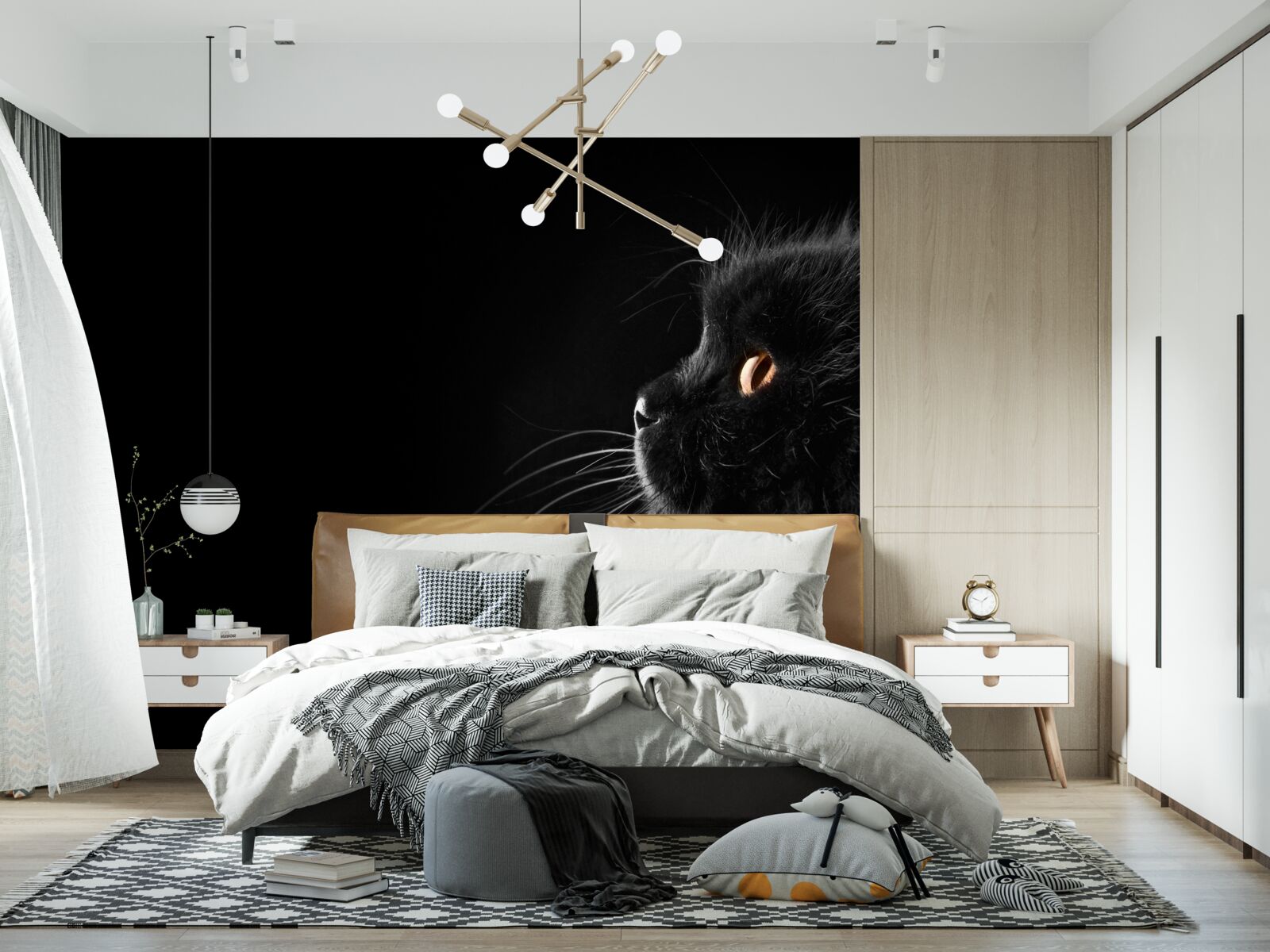 Fotobehang goudogige zwarte kat