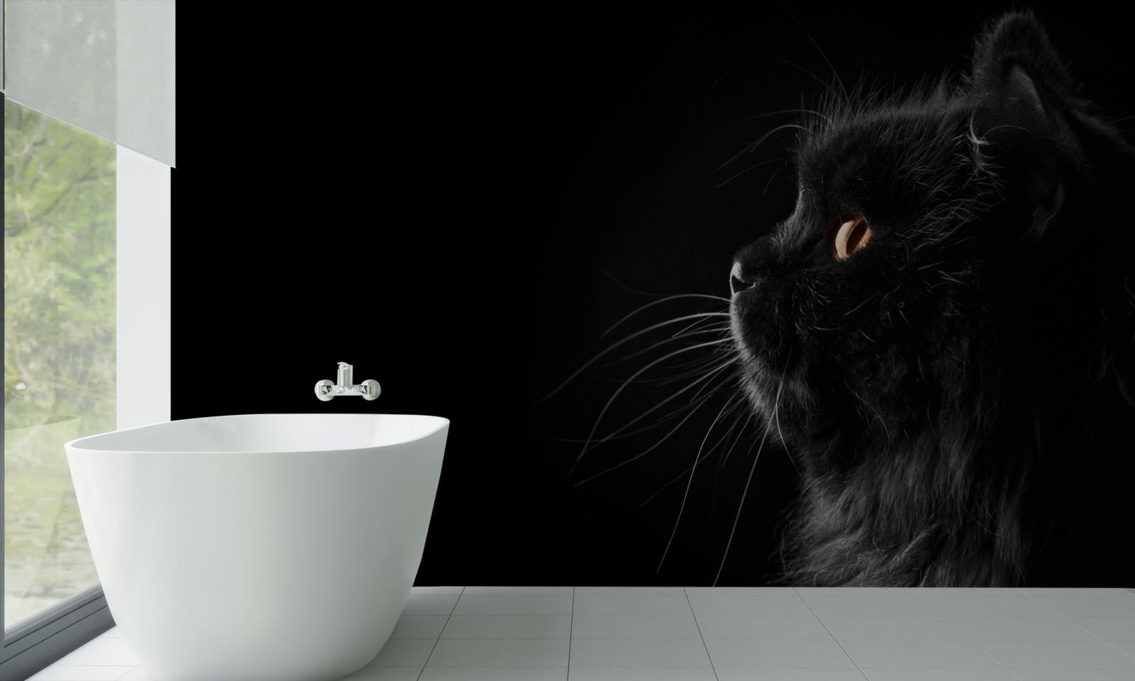 Fotobehang goudogige zwarte kat