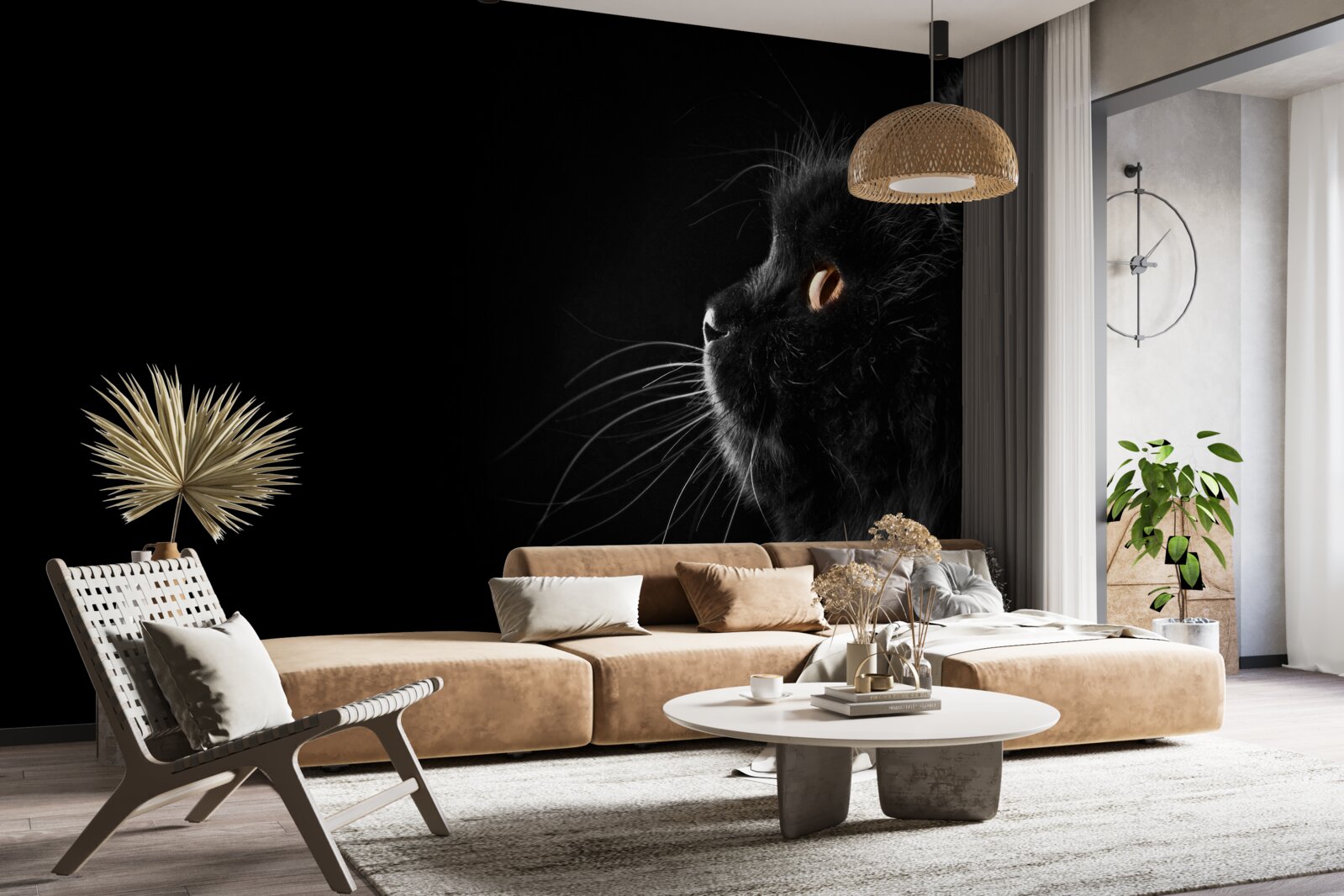 Fotobehang goudogige zwarte kat