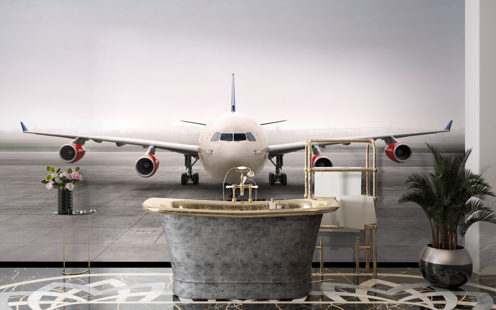 Fotobehang vliegtuigen op de startbaan