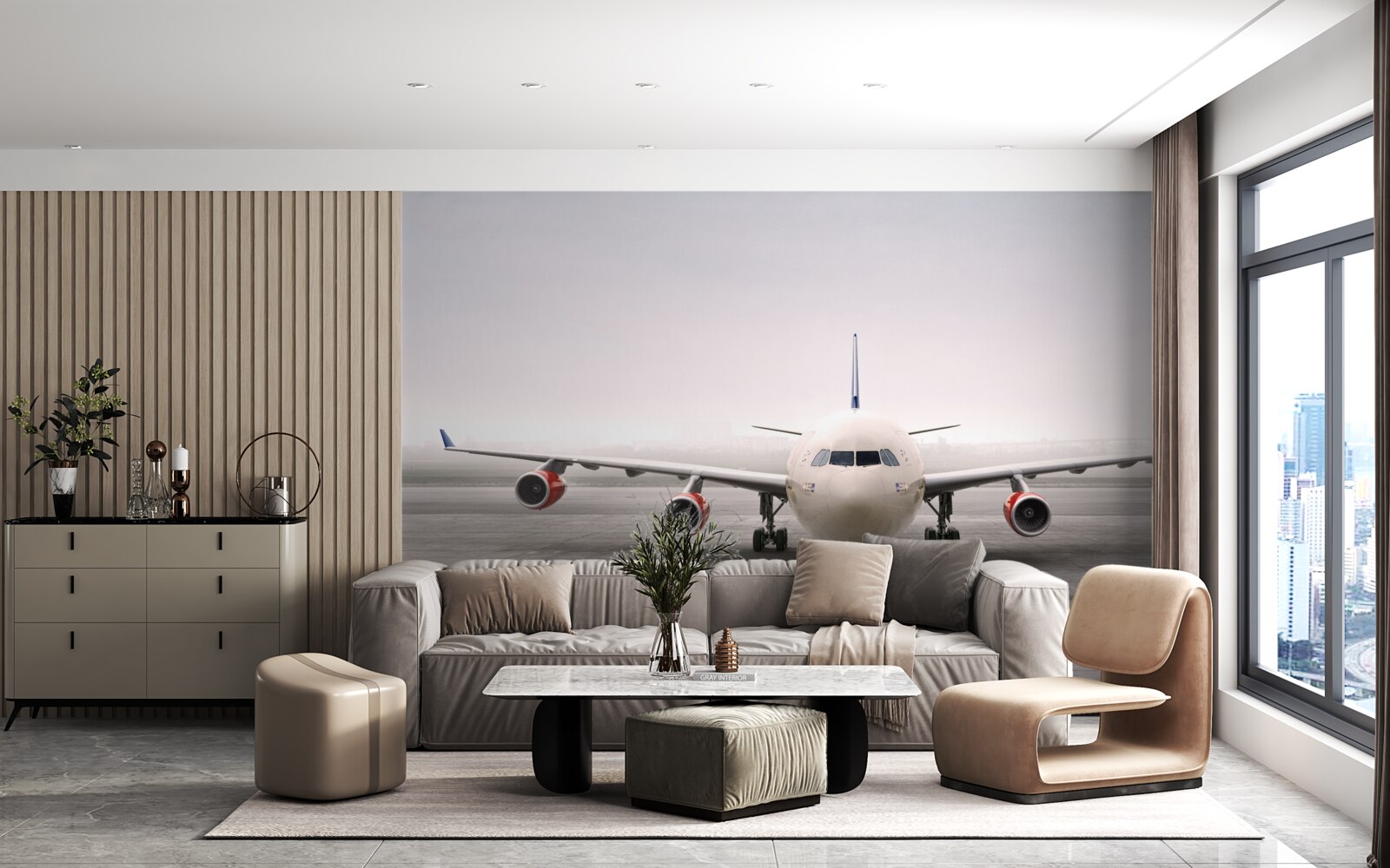 Fotobehang vliegtuigen op de startbaan