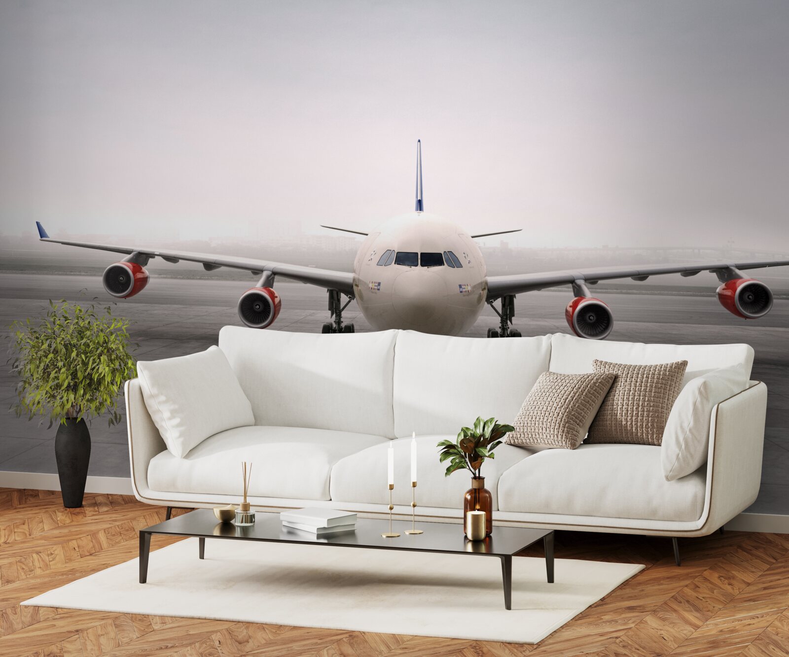 Fotobehang vliegtuigen op de startbaan