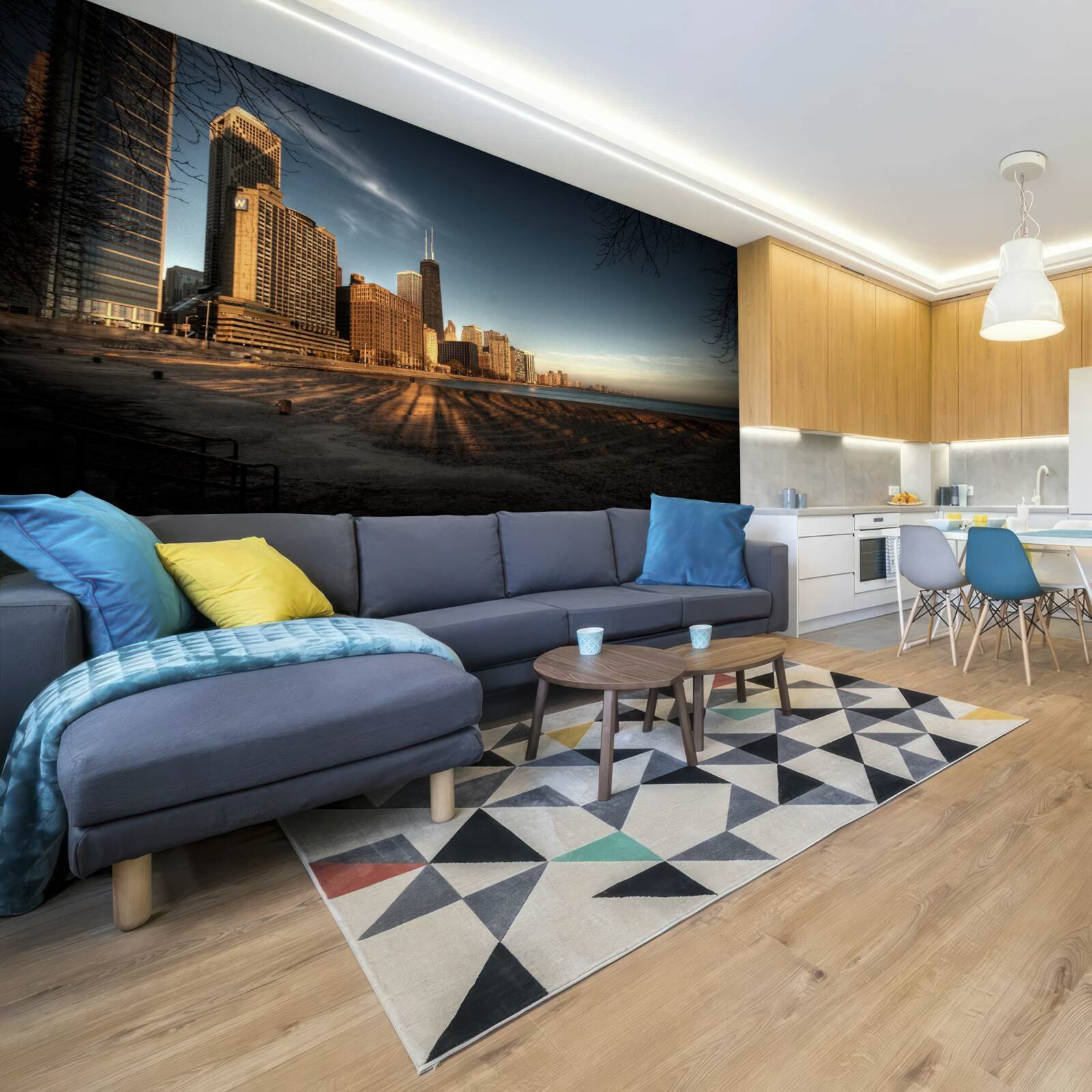 Fotobehang schemering van de stad chicago