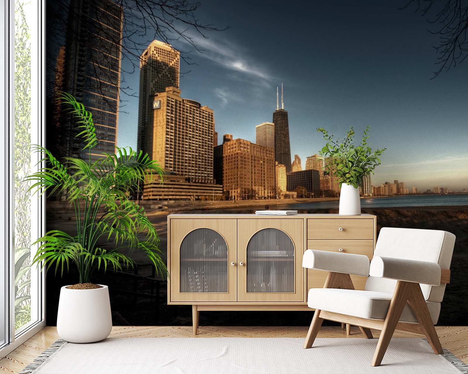 Fotobehang schemering van de stad chicago