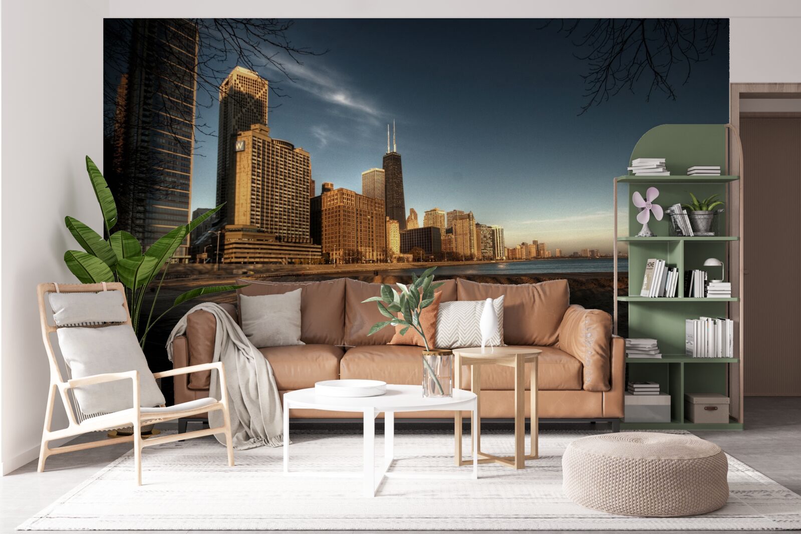 Fotobehang schemering van de stad chicago