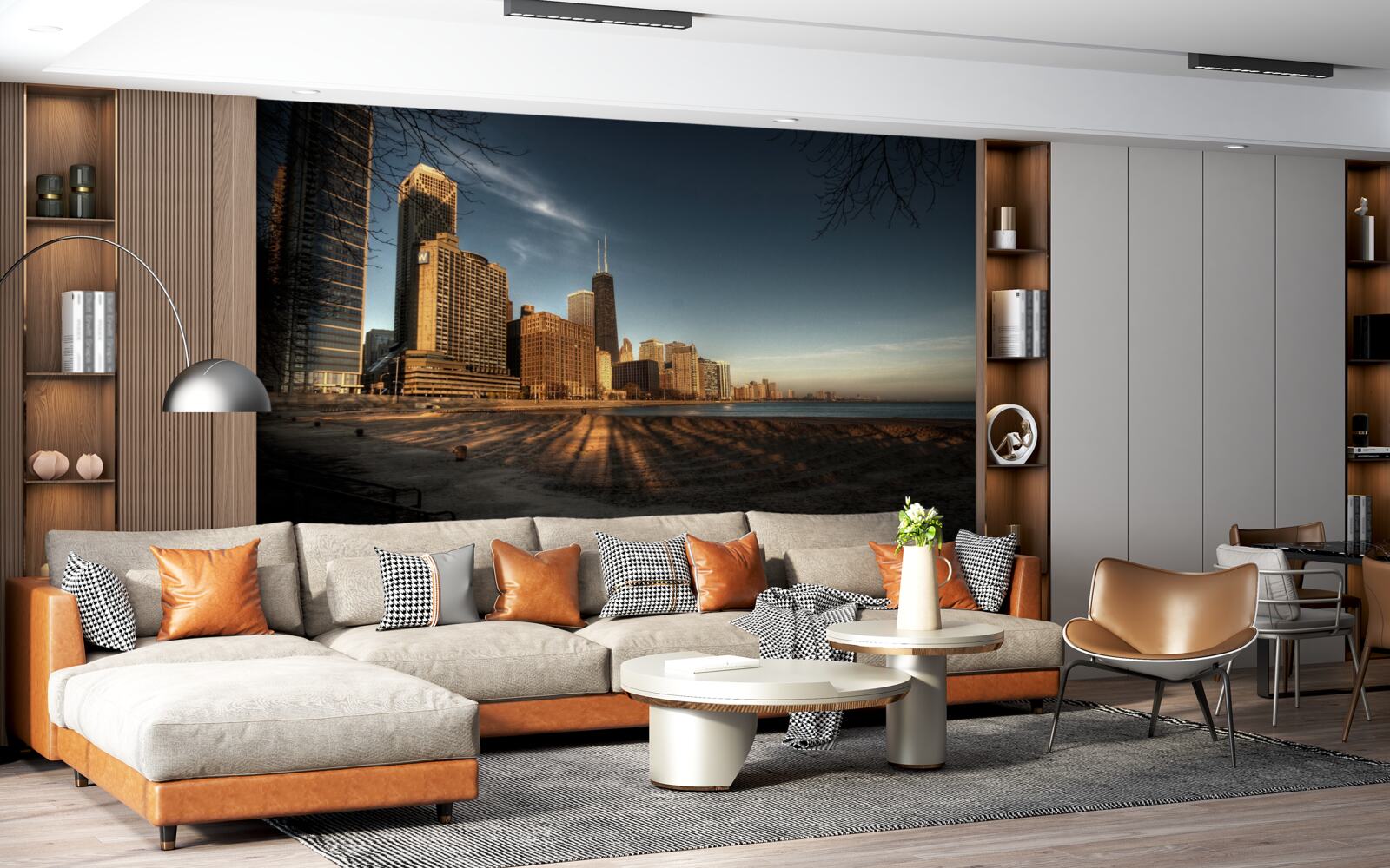 Fotobehang schemering van de stad chicago