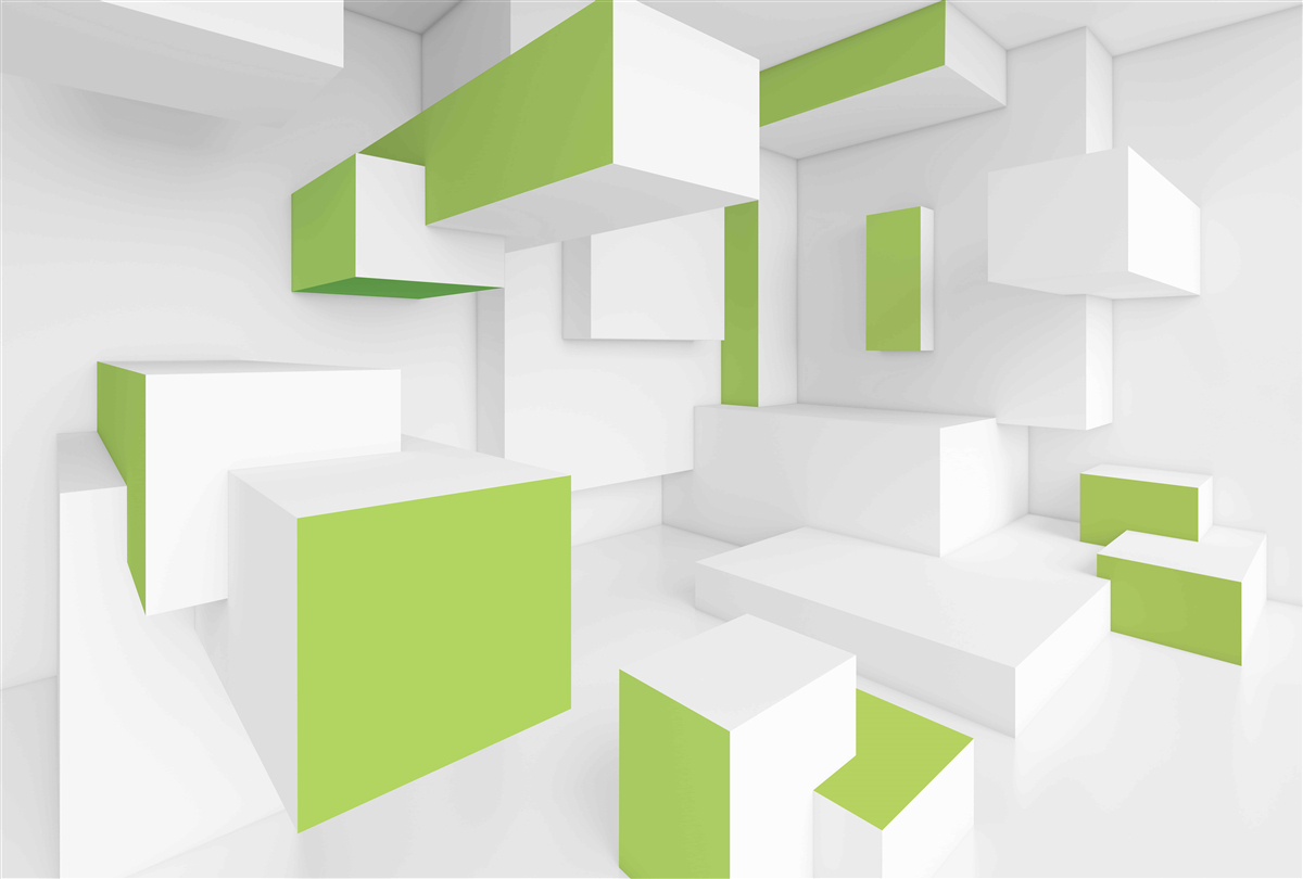 Fotobehang rechthoekige structuren met lichtgroene bekleding