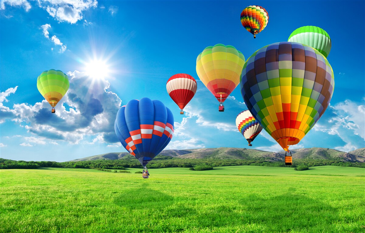 Fotobehang ballonnen in felle kleuren