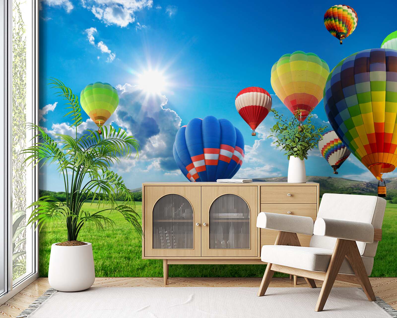 Fotobehang ballonnen in felle kleuren