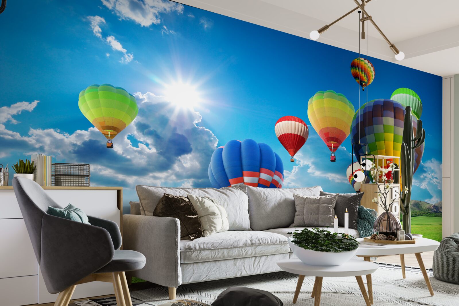 Fotobehang ballonnen in felle kleuren