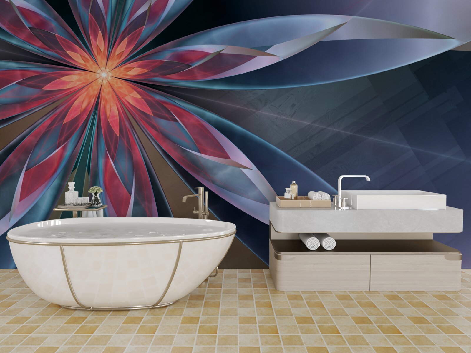 Fotobehang rode kern lotus