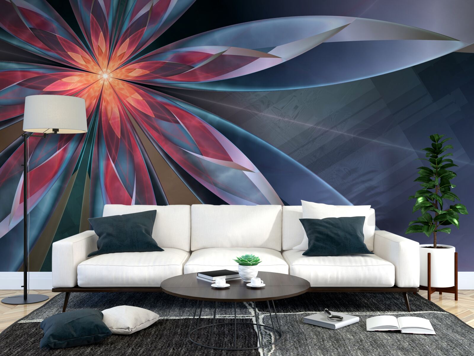 Fotobehang rode kern lotus