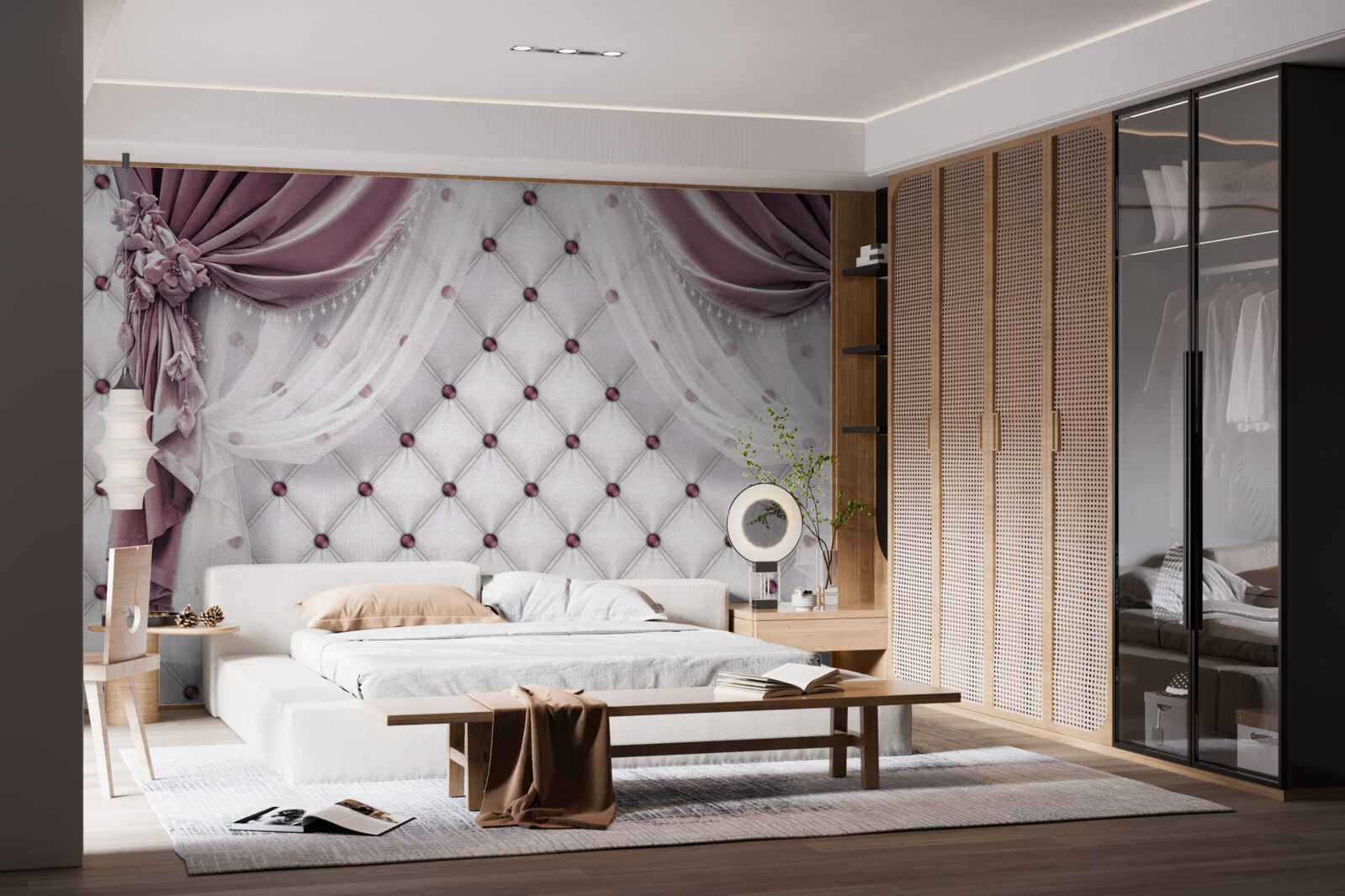 Fotobehang elegante kroonlijsten en parelwitte tinten